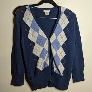 St John's Bay Blue Diamond Pattern Knit Cardigan